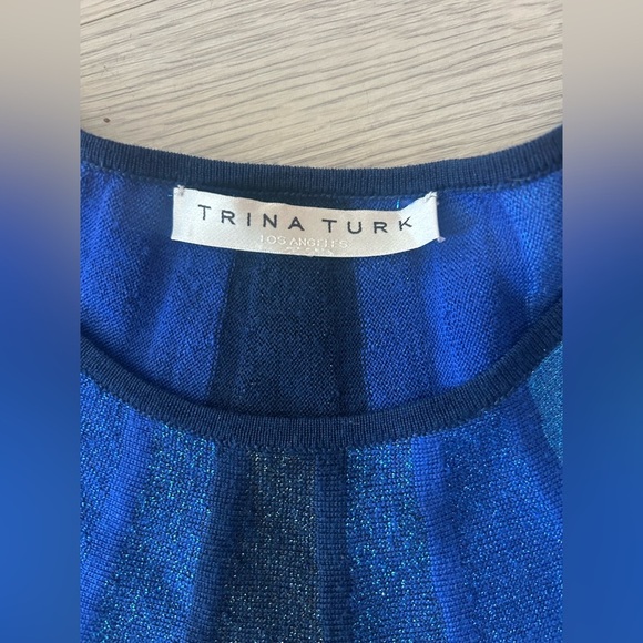 Trina Turk Wool Blend Shimmer Blue Sweater Size S - Picture 5 of 7